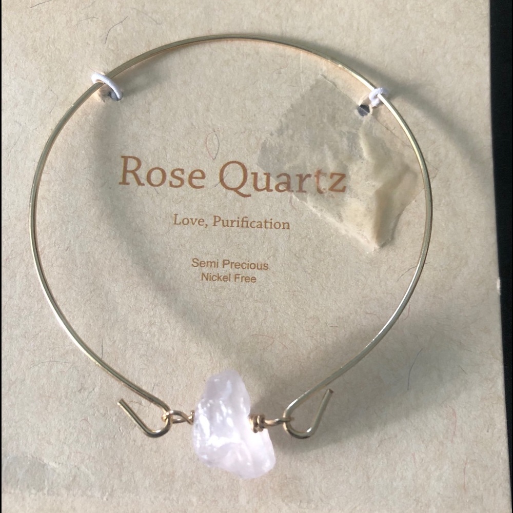 Rose Quartz stone Bangle Bracelet